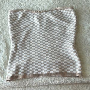 Tan Checkered Tube Top